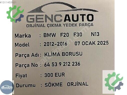 BMW 2 Serisi Klima Borusu 64539212236 çıkma parça