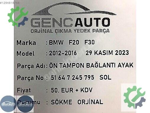 BMW 1 Serisi Ön Tampon Demiri 51647245795 çıkma parça