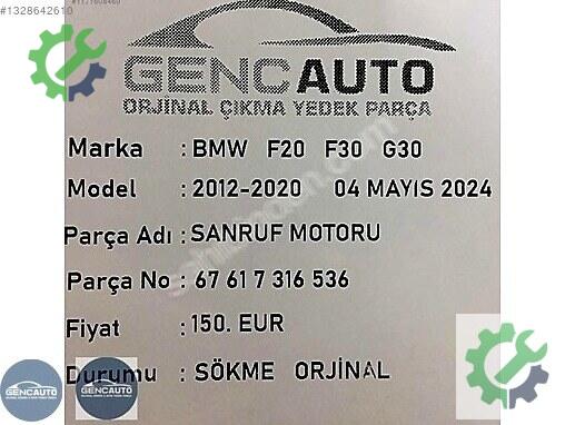 BMW 3 Serisi Komple Sunroof 67617316536 çıkma parça