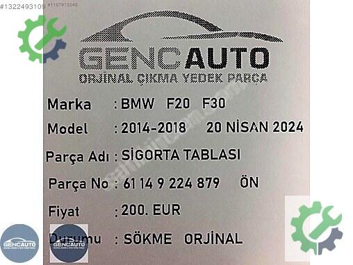 BMW 3 Serisi Sigorta Tablası 61149224879 çıkma parça