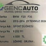 BMW F20 F30 SPORT DÜĞMESİ SÖKME ORJİNAL 9252911