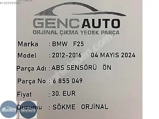 BMW X3 ABS Sensörü 6855049 çıkma parça