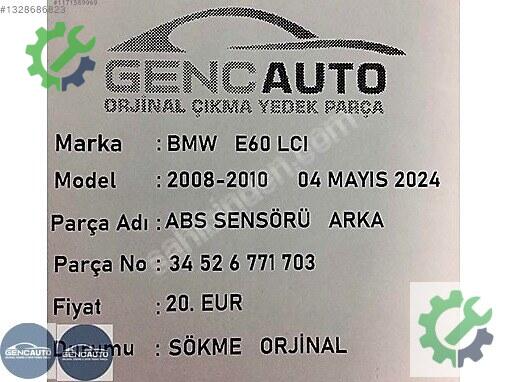 BMW 5 Serisi Kaput Açma Teli 7210728 çıkma parça