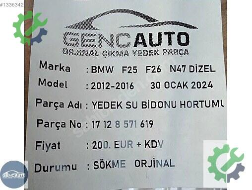 BMW X3 Radyatör Hortumu 17128571619 çıkma parça