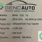 BMW F25 X3 DİREKSİYON TUŞ TAKIMI SÖKME ORJİNAL 9230229