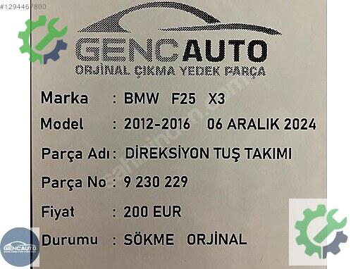 BMW X3 Kontrol Düğmeleri 9230229 çıkma parça
