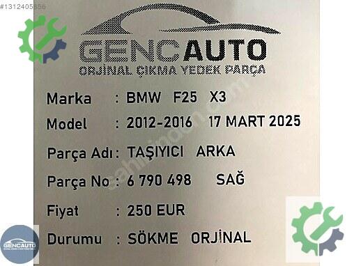 BMW X3 Sağ Taşıyıcı 6790498 çıkma parça