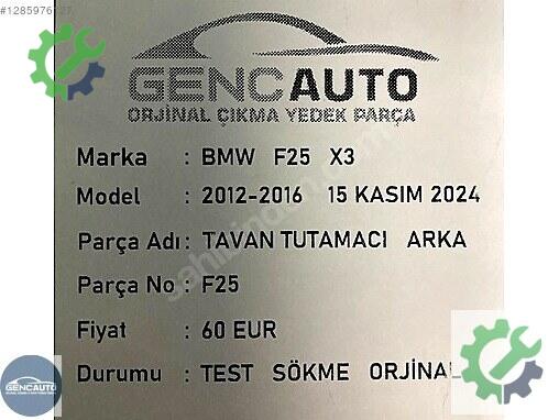 BMW X3 Tavan Döşemesi çıkma parça
