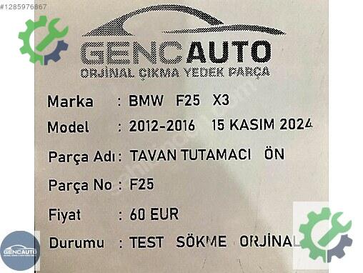 BMW X3 Tavan Döşemesi çıkma parça