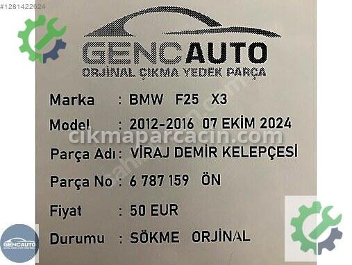BMW X3 Kelepçe 6787159 çıkma parça
