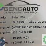 BMW F30 ÇAMURLUK DAVLUMBAZI SAĞ ÖNÜN ARKASI SÖKME ORJİNAL