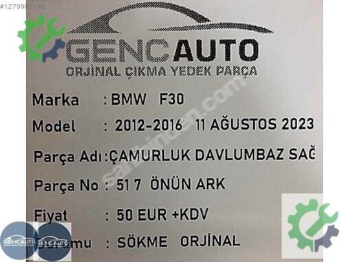 BMW 3 Serisi Sağ Davlumbaz çıkma parça
