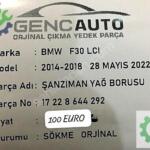 BMW F30 LCI ŞANZIMAN YAĞ BORUSU SÖKME ORJ 17228644 292 3 4