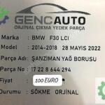 BMW F30 LCI ŞANZIMAN YAĞ BORUSU SÖKME ORJ 17228644 292 3 4