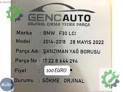 BMW 3 Serisi Yağ Borusu 17228644 çıkma parça