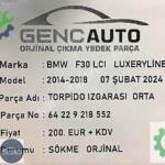 BMW F30 TORPİDO IZGARASI ORTA SÖKME ORJİNAL OEM 64229218552