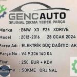 BMW X3 F25 XDRIVE ELEKTRİK GÜÇ DAĞITICI AKÜ ÜSTÜ OEM V4920614004