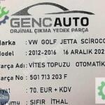 GOLF7 JETTA SCİROCCO VİTES TOPUZU OTOMATİK SIFIR İTH 5G1713203 F
