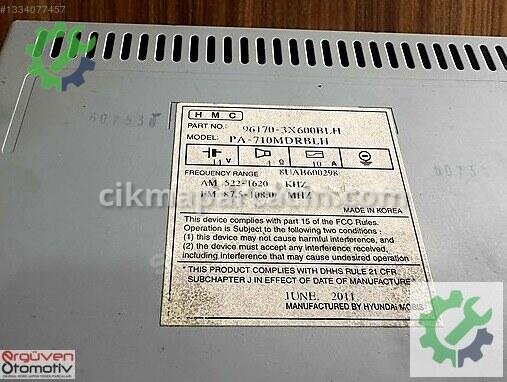 Diğer Teyp 96170-3X600BLH çıkma parça