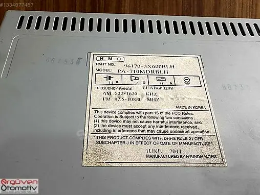 Diğer Teyp 96170-3X600BLH çıkma parça