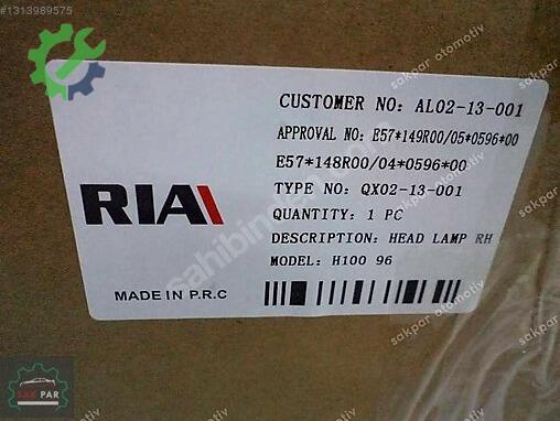 Hyundai H 100 Sağ Ön Far 92102-43810 çıkma parça