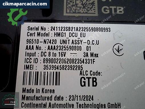 Hyundai Tucson Beyni 96510-N7420 çıkma parça