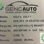 Kapı Kolu Fabrikasyon Kutulu Sıfırdan Farksız Volkswagen Çıkma Otomotiv Ekipmanları