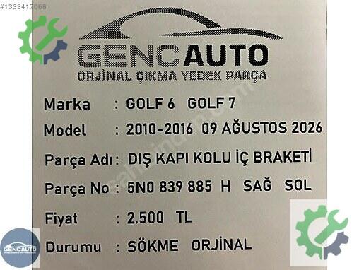Volkswagen Golf Kapı Kolu çıkma parça