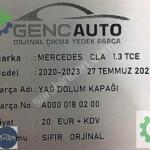 Mercedes-Benz CLA Yağ Dolum Kapağı Çıkma Parça İstanbul