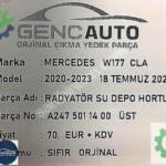 MERCEDES CLA RADYATÖR SU DEPOSU TAHLİYE HORTUMU ÜST A2475011400