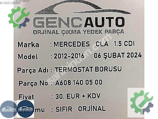 Mercedes-Benz CLA Intercooler Borusu A6081400500 çıkma parça