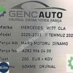 MERCEDES CLA W118 MARŞ MOTORU DİNAMO SÖKME ORJ OEM A2829062400