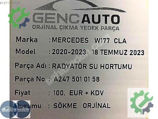 Mercedes-Benz CLA Intercooler Borusu A2475010158 çıkma parça