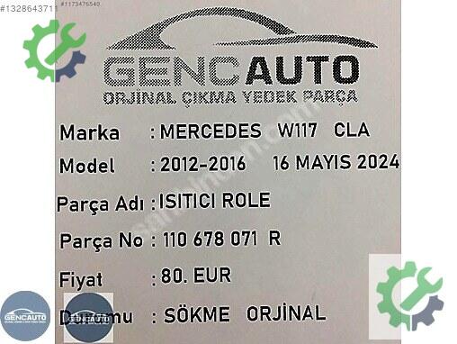 Mercedes-Benz CLA Röle 110678071 çıkma parça
