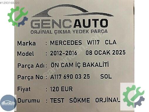 Mercedes-Benz CLA Bakalit A1176900425 çıkma parça