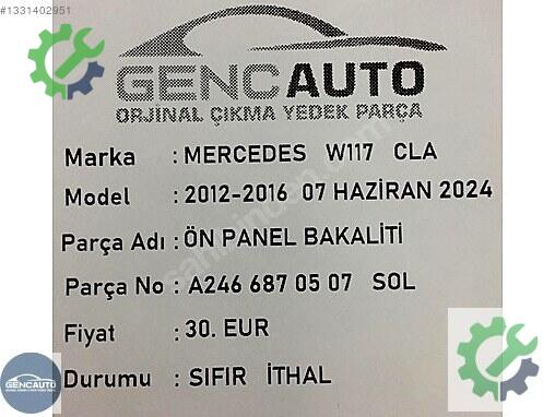 Mercedes-Benz CLA Bakalit A2466870507 çıkma parça