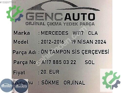 Mercedes-Benz CLA Bakalit A1178850322 çıkma parça