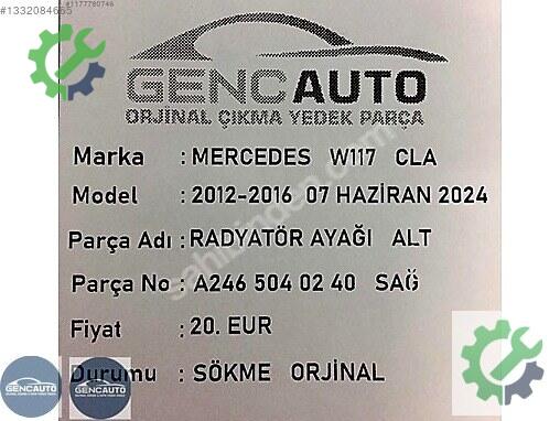 Mercedes-Benz CLA Radyatör A2465040240 çıkma parça