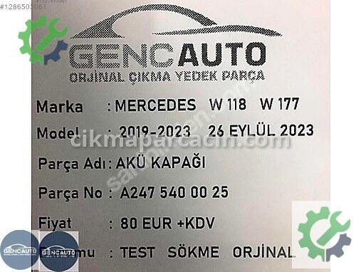 Mercedes-Benz CLA Akü Kapağı A2475400025 çıkma parça