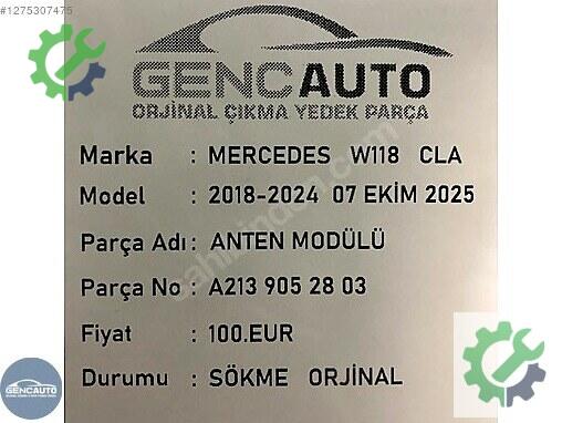 Mercedes-Benz CLA Kontrol Düğmeleri A2139052803 çıkma parça