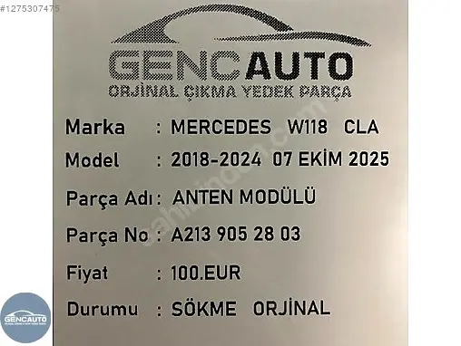 Mercedes-Benz CLA Kontrol Düğmeleri A2139052803 çıkma parça