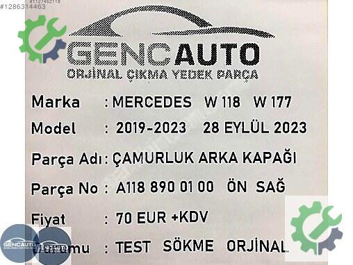 Mercedes-Benz CLA Bakalit A1188900100 çıkma parça