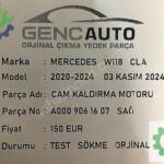 MERCEDES W118 CLA CAM KALDIRMA MOTORU SÖKME ORJ A0009061607 SAĞ