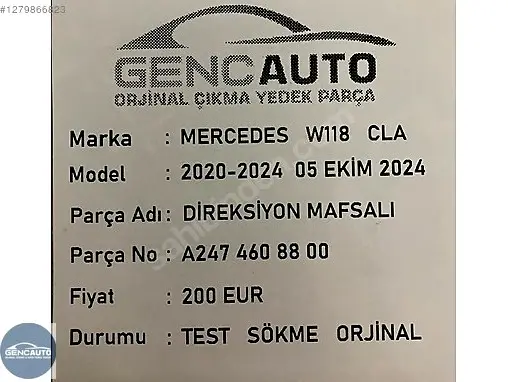 Mercedes-Benz CLA Direksiyon Mili A2474608800 çıkma parça