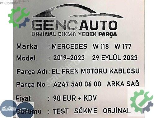 Mercedes-Benz CLA Elektrik Tesisatı A2475400700 çıkma parça