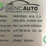 MERCEDES W118 CLA KOLTUK AYAR DÜĞMESİ SÖKME ORJ A1779056500