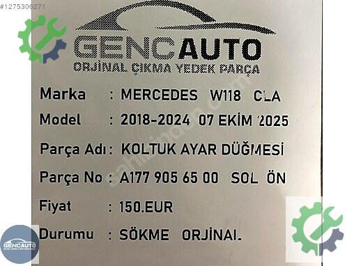 Mercedes-Benz CLA Kontrol Düğmeleri A1779056500 çıkma parça