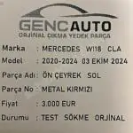MERCEDES W118 CLA ÖN ÇEYREK SOL SAĞ METAL KIRMIZI SÖKME ORJİNAL