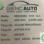 MERCEDES W118 CLA SİLECEK MEKANİZMASI SÖKME ORJİNAL A1778204901