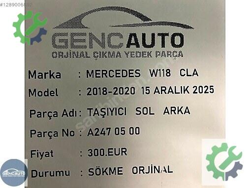 Mercedes-Benz CLA Taşıyıcı A2470500 çıkma parça